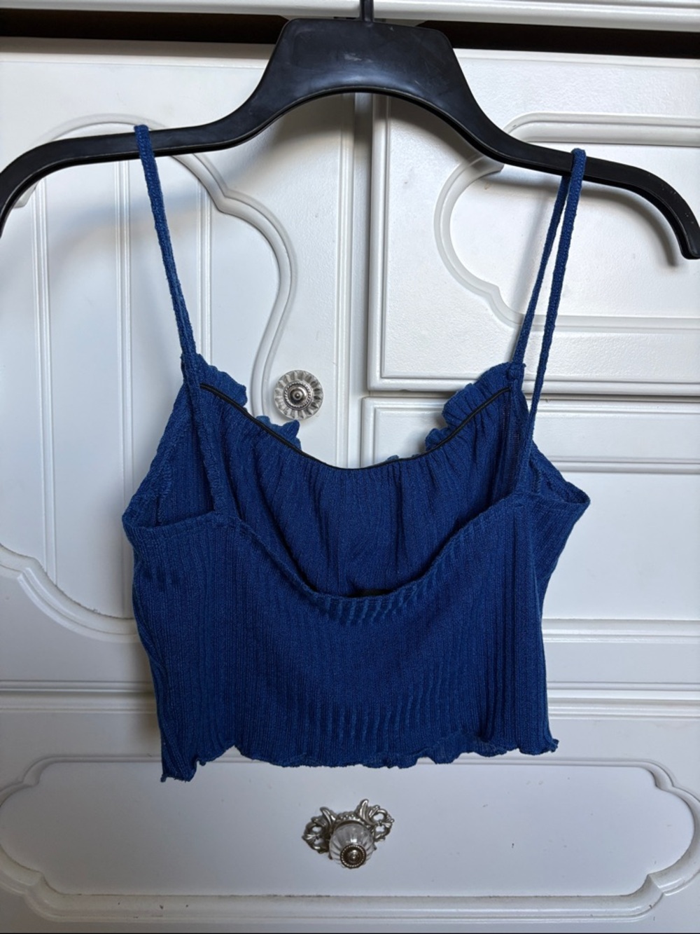 Shein Blue Ribbed Cropped Cami Top - Picture 2 of 4